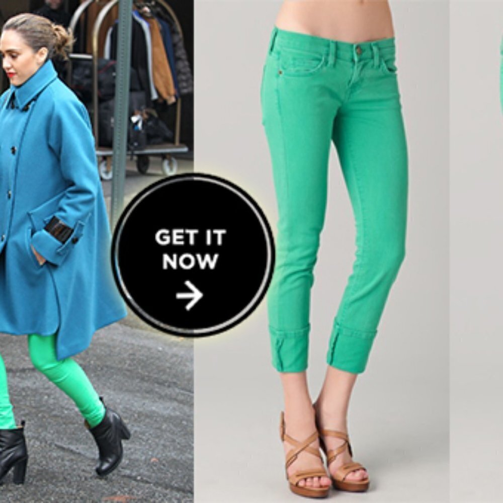Current/Elliott The Beatnik Faded Kelly Green/Alpine Cropped Jeans Women's SZ 26 - Picture 3 of 10